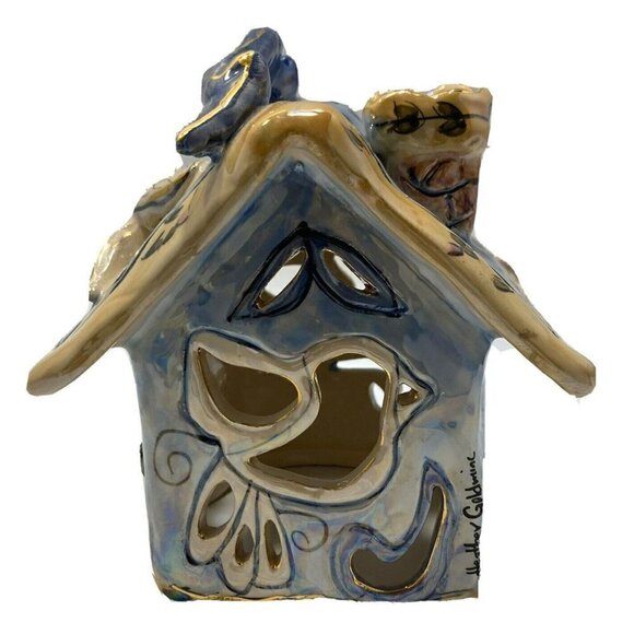 Vintage Blue Sky 2001 Heather Goldmine ‘Peace’ Cottage Tea-light Candleholder - Picture 2 of 12